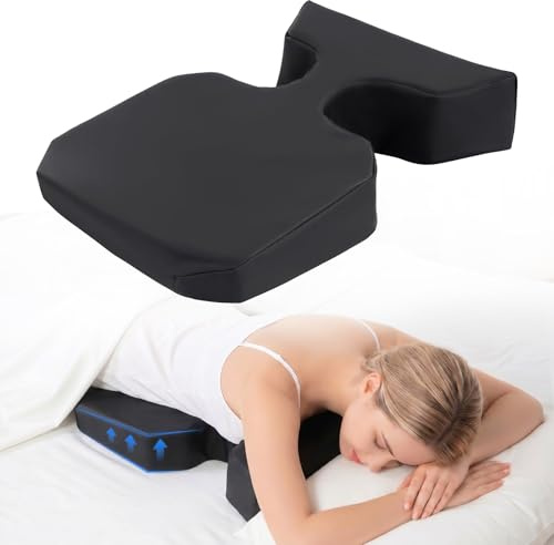 Massage Table Breast Pillow for Sleeping Wedge Cushion for Bust Sizes AA-C+ | Comfort Bolster Wedge, Soft Chest Abdomen Support Cushion, Prone Pillow for SPA, Bed, Home Salon Bedroom Black
