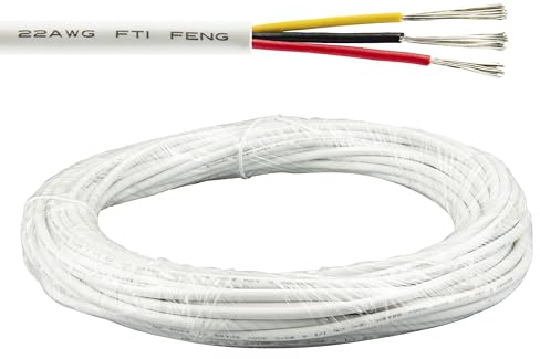 URCIANOW 15M Cable Eléctrico 3 Hilos Blanco 22AWG 3x0,3mm² Flexible Cobre | Cobre estañado, flexible y suave, para 5V/12V/24V/300V, instalación eléctrica, proyectos DIY