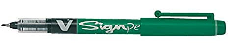 Pilot V Sign Pen Liquid Ink 2.0 mm Tip - Green, Box of 12