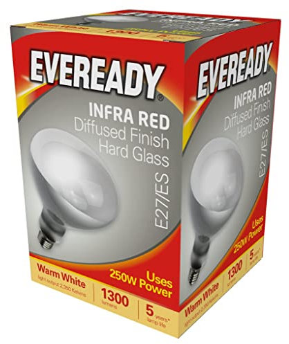 Eveready 250W ES E27 Screw in Heat Lamp Bulb Clear - Warm White - 1300 Lumen - 120V - 1 Count