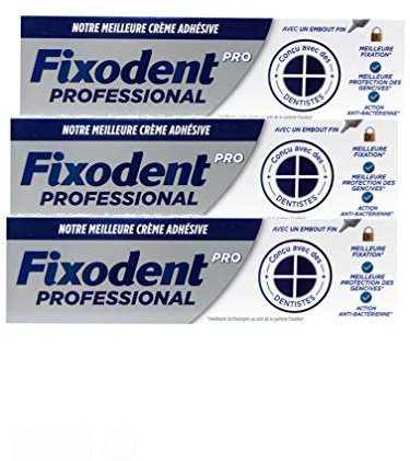 Fixodent Pro Plus 0% crème adhésive 40g - Lot de 3 Tubes