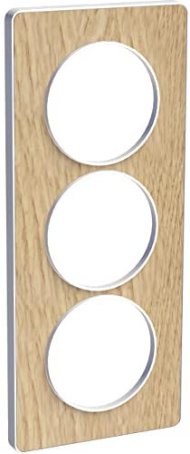 Schneider Electric - Odace Touch, plaque Bois naturel avec liseré Blanc 3 postes verticaux 57mm - S520816N