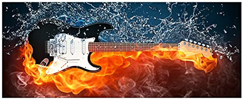 Wallario Poster - Feuer-Wasser-Gitarre in Premiumqualität, Größe: 80 x 200 cm XXL-Poster