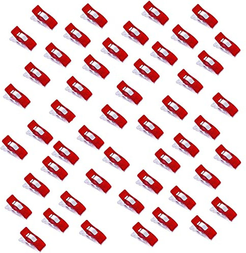 Couture Craft Lot de Pinces en Plastique avec Clips Transparents et Rouges - - Pack of 50, Taille Unique