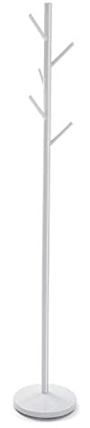 Versa Adelisa Porte-Manteau Vêtements Portemanteau Style Minimaliste, avec 5 Crochets ou cintres pour vêtements ou Sacs, Dimensions (H x l x L) 170 x 28,5 x 28,5 cm, Métal, Couleur: Blanc