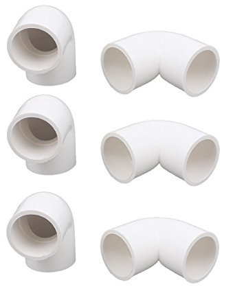 sourcing map 6 Stück Weiß 25mm Durchmesser 90 Grad PVC-U Winkel Rohrverschraubung Rohr