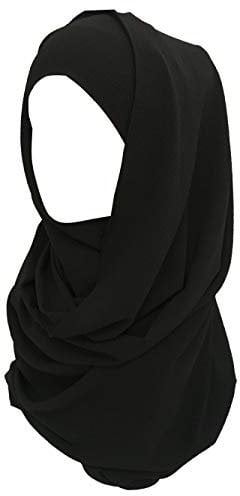 Lina & Lily Bubble Crepe Chiffon Damen Muslim Hijab Kopftuch Schal Turban, Stoff Leicht Undurchsichtig (Schwarz)