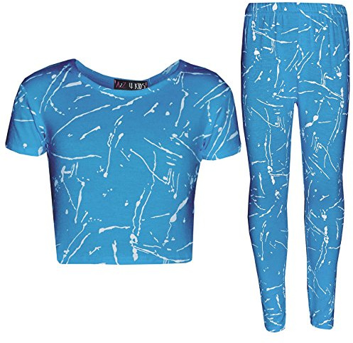 A2Z 4 Kids Girls Top Splash Print Crop - Splash Crop Legging Turquoise 13