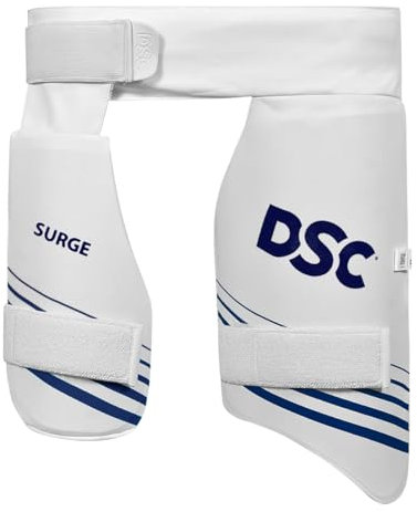 DSC Condor Surge Cricket Thigh Pad | Color: White | Size: Boys, Right Hand | For Men & Boys | Material: PVC | High Density Foam Inside | Towel Back for Absorption.
