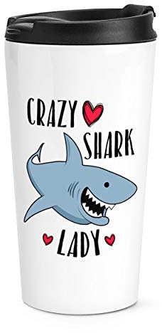 Crazy Shark Lady Travel Mug Cup