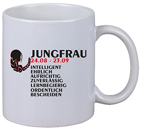 Netspares Kaffee Tasse Sternzeichen Jungfrau Horoskop Tierkreiszeichen Geschenk Büro NEU