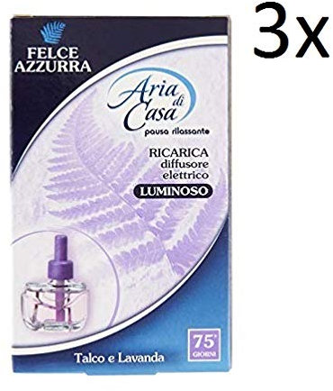 Felce Azzurra aria casa talco e lavanda, 3 ricariche per diffusore elettrico