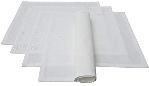 Lemos Home Platzset Tischset Platzdeckchen 4 Stück ca. 46 x 36 cm aus Baumwolle Viele Farben (Weiß)