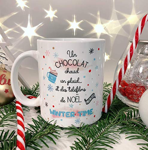 Mug personnalisé citation humoristique noel, mug cadeau noel, mug noel, mug chocolat chaud et telefilms de noel