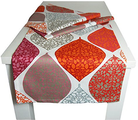 beties „Momente“ XL Tischläufer ca. 40x220 cm Tischband in interessanter Größenauswahl hochwertig & angenehm 100% Baumwolle Farbe (Bohemian mohn)