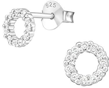 Laimons Damen-Ohrstecker Ohrringe Damenschmuck Kreis rund offen 6mm glanz Zirkonia Sterling Silber 925