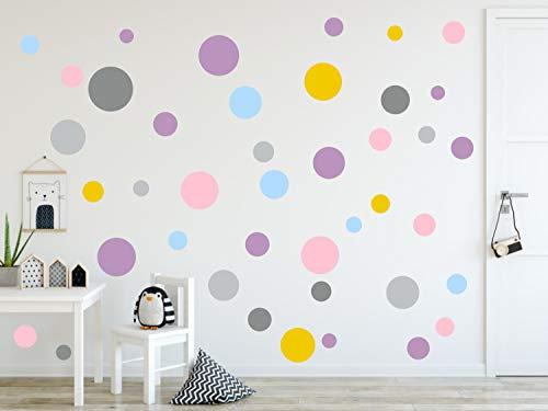 timalo® 73078-120 Wandsticker Kinderzimmer Kreise Pastell Rosa