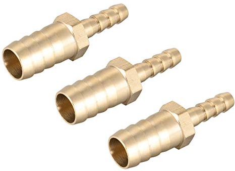 sourcing map Gerade Messing-Widerhaken-Fitting Reduzierstück, passend für Schlauch-ID 12 mm auf 6 mm, 3 Stück