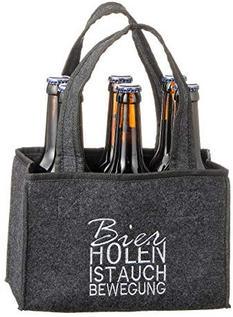 MC Trend Flaschenträger aus Filz Flaschentasche Männerhandtasche für 6 Flaschen Bierträger Männer Handtasche Geschenkverpackung (Bier holen ist auch ...)