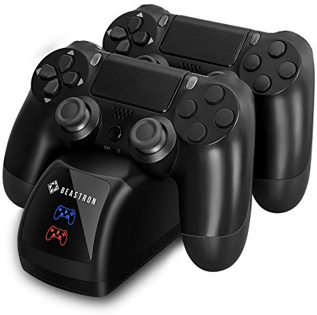 Beastron Dual USB Charger Station Dock per Sony PS4 Controller, Dual Charging Back Stand Docking Station con indicatore di luce LED, compatibile con Playstation 4 PS4, nero