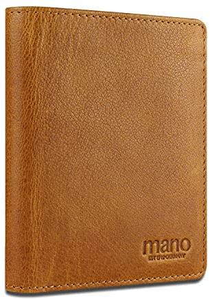 mano Don Pietro, Leder Portemonnaie mit Klappe, Hochformat, Cognac