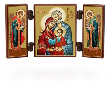 NKlaus - Heilige Familie - christliche Ikone Triptychon - Swiatoe Semejstwo - reise Altar Holz 36179