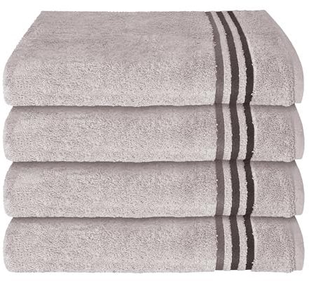 Schiesser Frottier Handtuch Skyline Color im 4er Set | 100% Baumwolle aus nachhaltiger Produktion | saugstark, weich, farbecht | 50x100cm | Hellgrau