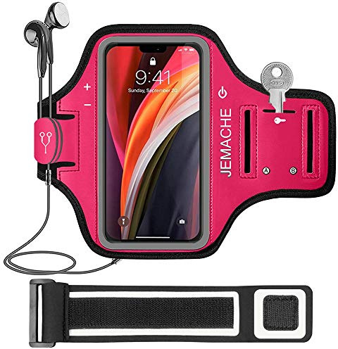 iPhone 13 mini, 12 mini Armband, JEMACHE Water Resistant Gym Sports Workouts Running Arm Band Case for iPhone 13mini,12mini (Rosy)