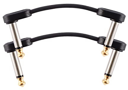 D’Addario Accessories Classic Series Flat Guitar Patch Cables - Guitar Pedal Cable with ¼ Inch Ends - Durable & Reliable - Instrument Cable for Pedalboards - 2in Right Angle - 2-Pack