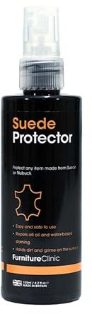 Furniture Clinic Suede Protector Spray - Used to Protect Suede Shoes, Bags, Clothing & Sofas. Repels Stains & Holds Dirt on the Surface - 125ml