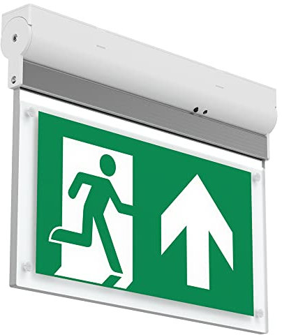 Surface Emergency Fire Exit Maintained Sign LED Ceiling Wall Light with Arrow Legends & 3hr Battery Backup - 25M Distance