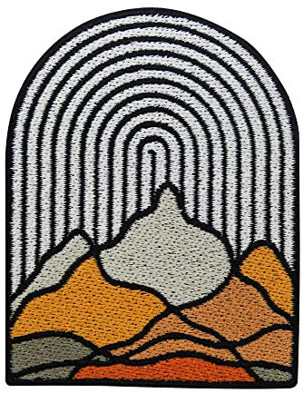 Finally Home Patch zum Aufbügeln Abstrakte Berge | Outdoor Berge Patches, Wanderer Bügelbild, Kunst Aufbügler, Wander Rucksack Aufnäher