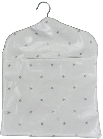 Jolee Fabrics Premium Oilcloth Peg Bags with Wooden Hanger - Large Waterproof Peg Bag, Clothes Clip Storage Perfect for Any Washing Line(Grey and Slate Star)