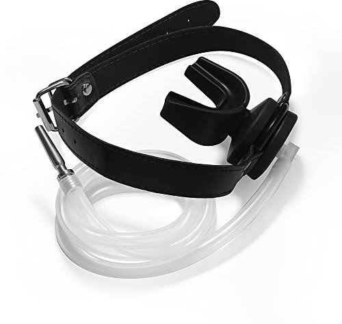 Guspiun 2022 Mund Plug Knebel Hohl Katheter Penis Sleeve Urinal Bondage Set BDSM Cosplay Extrem Fetisch Gag Bondage Slave Sexspielzeug für Frauen Männer (Schwarz knebel + penis plug)