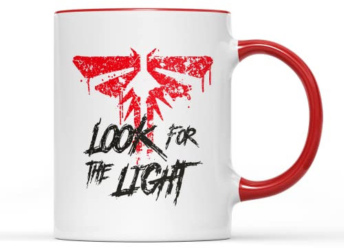 SMARTYPANTS Look for The Light Tasse Tee Kaffee Tasse – Glühwürmchen Symbol Spiel inspiriert Gamer Konsole Ellie Joel Post-Apokalyptic TV Action Survival Horror Geschenke (roter Griff)