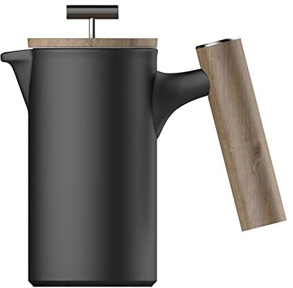 SINKOV Cafetera de Prensa Francesa Manual Premium de 1 Taza Cafetera de cerámica Hecha a Mano con Mango de Madera Prensa Francesa Simple Tetera Utensilios de café