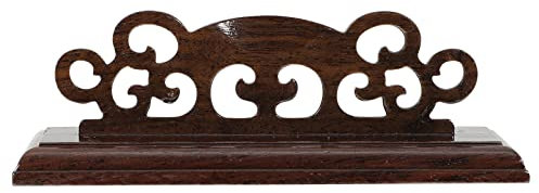 HOMSFOU Folding Fan Display Stand Wooden Hand Fan Holder Vintage Japanese Fan Base Chinese Handheld Fan Organizer Rack for Home Office Bedroom Living Room Black