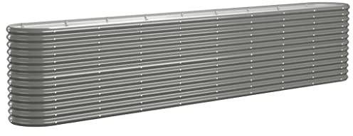 vidaXL Garden Raised Bed Galvanised Steel 332x40x68 cm Grey