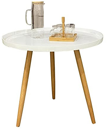 FIONEL Beistelltisch Schreibtisch Tisch Weiß Kleine Endtisch Runde Form Couchtisch Tisch Tisch Rest Office Couchtisch Kaffeetisch Kleiner Sofatisch