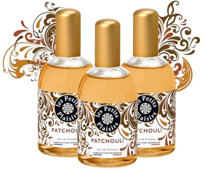 Les Petits Plaisirs - Lot de 3 - Eau de toilette Patchouli, Eau de toilette femme, Sensuelle et élégante, Made in France, flacon 110ml
