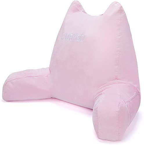 Wuke tree Canbygo Lesekissen, Rückenkissen mit Armlehnen, Memory Foam Sit Up Bettruhekissen Lesen & Arbeiten & Spielen, Lesen, Fernsehen,Waschbarer Bezug (Rosa)