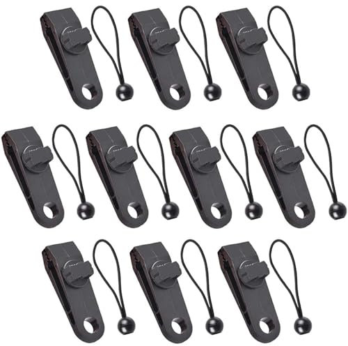 Gearmax 10 Sets Clip de Bâche Multifonctions Pinces pour Tente Pince pour Bâche avec Cordon Élastique Noir pour Bâches Auvents Camping Caravane Couvertures