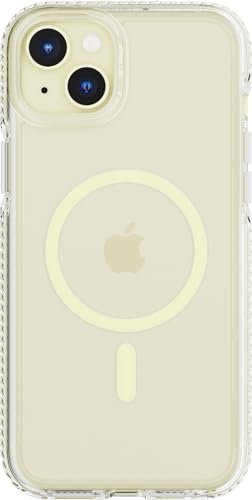 Tech21 Evo Crystal Case for iPhone 15 Plus - Compatible with MagSafe - Impact Protection Phone Case with 15x Military Standard Rating - Yellow