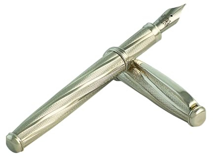 Grifos - Füllfederhalter aus Edlem Silber 925 - Italienische Handwerkskunst - Nachfüllbar mit Patronen und Konverter - Nachfüllungen Inklusive