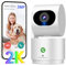 SYMYNELEC 2K 3MP Cámara Vigilancia WiFi Interior 2,4GHz, Cámara Vigilancia Bebe/Perro, Cámara de Seguridad 360° con Detección de Movimiento, Visión Nocturna, Audio Bidireccional, Compatible con Alexa