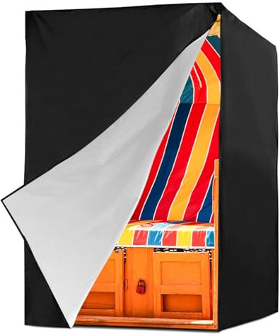 LUKDUNG Strandkorb Schutzhülle Winterfest, 420D Oxford, Abdeckung Strandkorb, Regenschutz Gartenmöbel, Wasserdicht Winddicht Reißfest UV Beständig, 135x105x175/140cm, Schwarz
