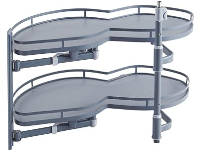 FittingsCo IVIRO, Kidney Corner Swing Out Unit, Solid Base Baskets, To Suit 800-1000mm Cabinets (To Suit 900/1000 Cabinet (LEFT))