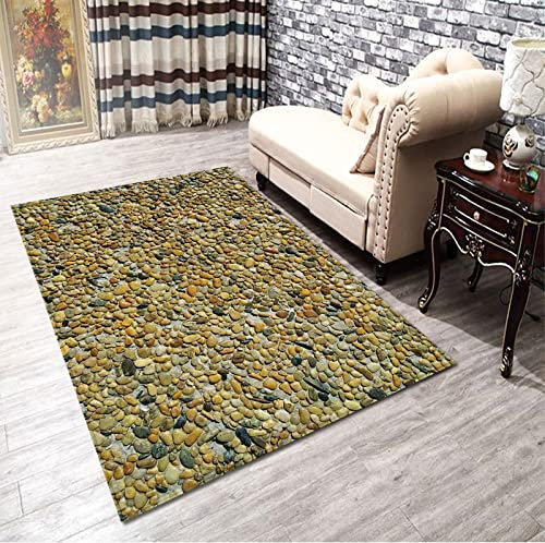 Dicker Fußabtreter für Wohnzimmer, Innenbereich, waschbar, rutschfest, Außentürmatte, Polyester-Teppich für Schlafzimmer, 100 x 120 cm, Gelb / Braun