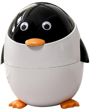 ERINGOGO Papelera con Forma de Pingüino Tapa para Papelera de Cocina Papelera para Dormitorio Papelera Kawaii para Niños Y Niñas