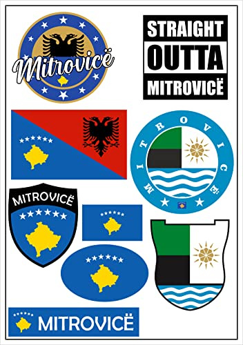 Daged Mitrovica Kosovo Aufkleber Karte 9 Stück - PKW Auto Motorrad Biker Flagge Fahne Vinyl ST